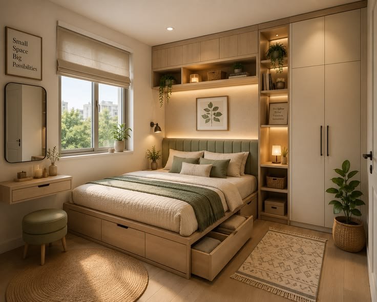 Compact Urban Bedroom with Smart Storage