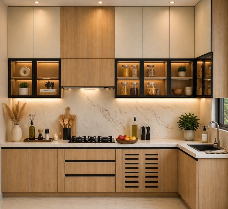 Natural Oak L-Shaped Kitchen