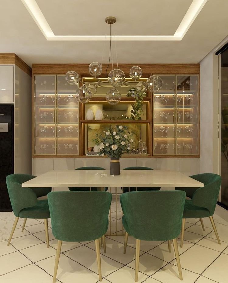 6-Seater Marble Top Dining & Crockery Console