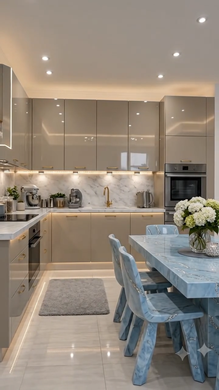 Dual-Tone White & Teal Kitchen