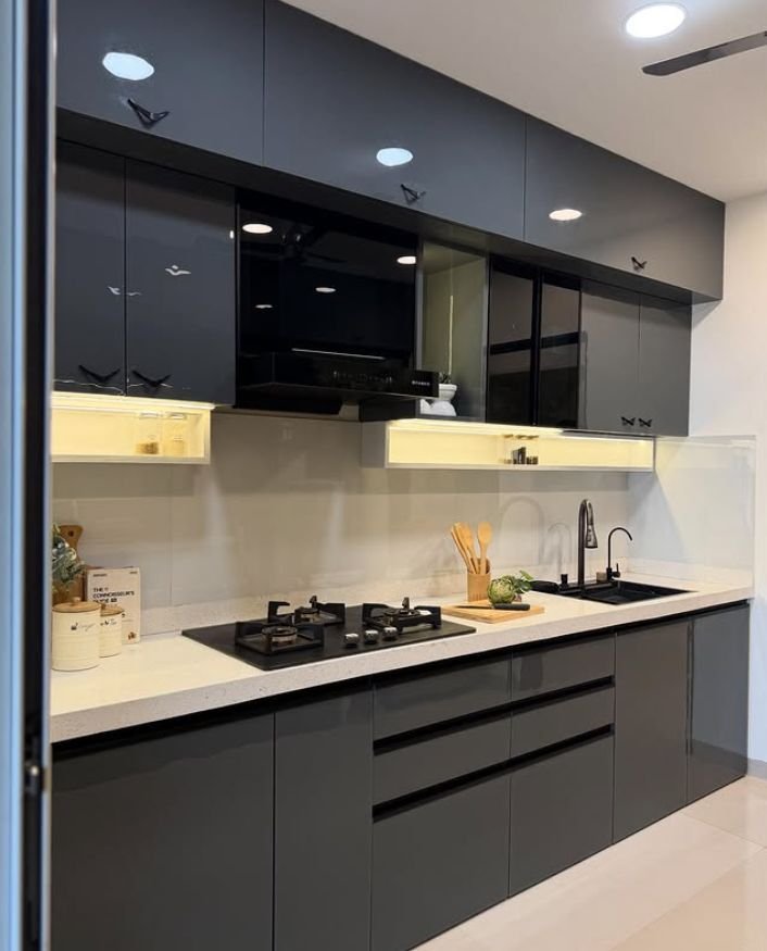 Matte Charcoal Black Parallel Kitchen